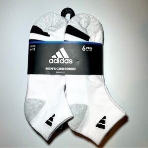 Adidas men’s low cut socks 6 pack size 6-12 white gray black